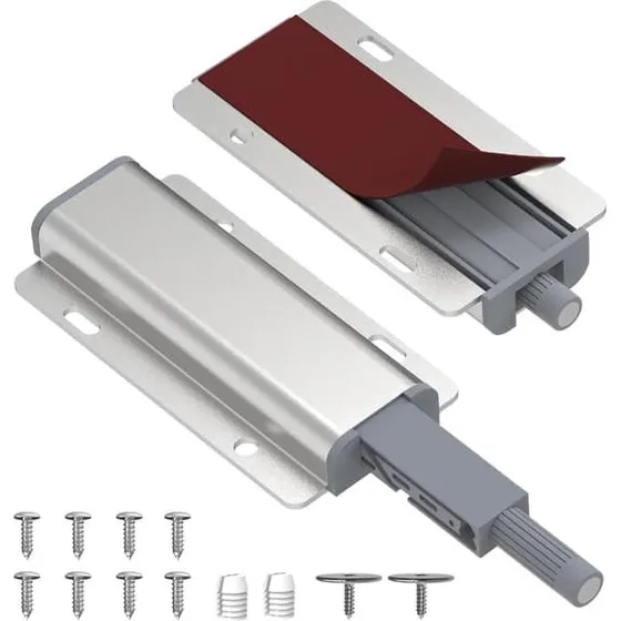 Magnetiske skabslåse med trykknap, 6-pak, aluminium