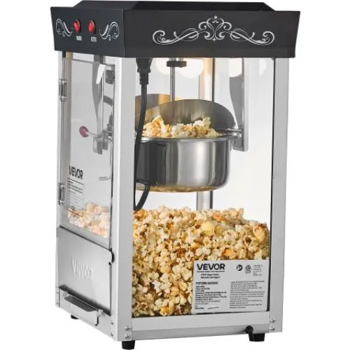 Popcornmaskine 800W med 0,2 kg rustfri stålkedel - Sort
