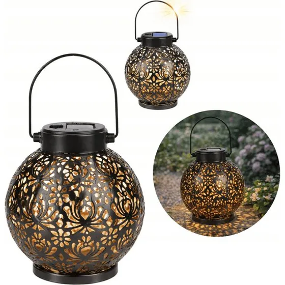 Solcellelys LED-gadebelysning med skumringssensor og havelanterne