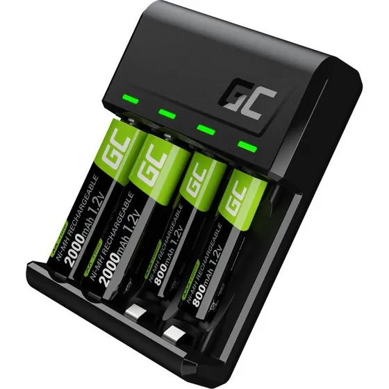 Green Cell VitalCharger Batterilader med 4 NiMH batterier