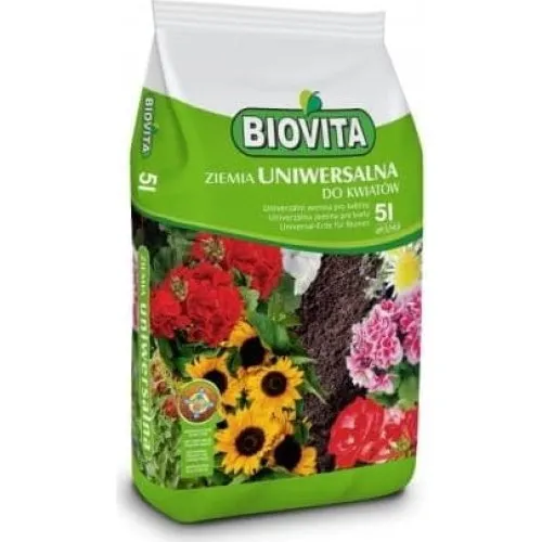 BIOVITA Universal havejord 5,5-6,5 pH til blomster, 5 l