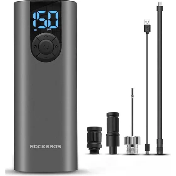 Rockbros Elektrisk Cykelpumpe med LED-display og USB-C - Sort