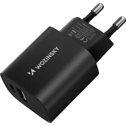 Wozinsky WGWCB USB-A & USB-C 20W AC-oplader - Sort