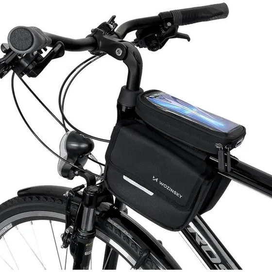 Wozinsky 1,5L Cykeltaske til Stel med Smartphone-vindue - Sort