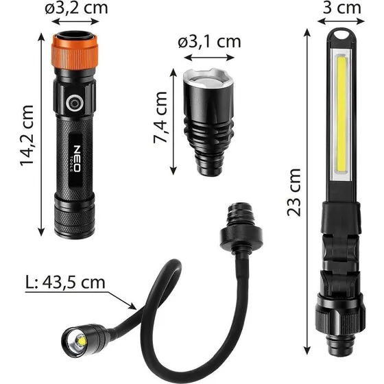 NEO TOOLS 99-107 3-i-1 Udendørslampe med udskiftelige hoveder