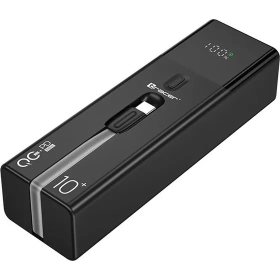 Tracer Quant Powerbank 10000 mAh - 100W PD/QC 3.0 - Sort