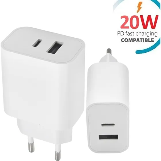 MXTC-06 20W Dual Port Hurtigoplader med USB-C og USB