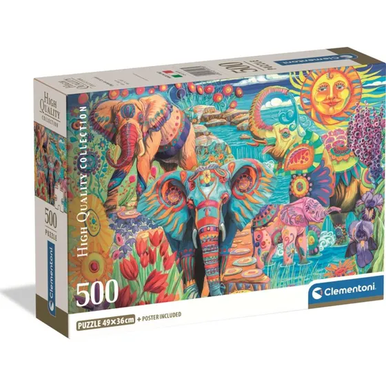 Clementoni Puslespil 500 brikker - Elephant's Carnival