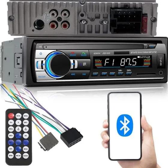 Bilradio 1-DIN med Bluetooth, USB, AUX & SD - 4x60W