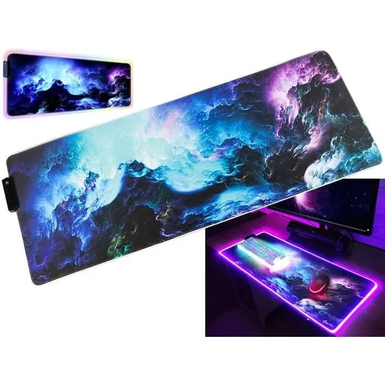 Gaming Musemåtte RGB LED 80x30cm - Havbølger