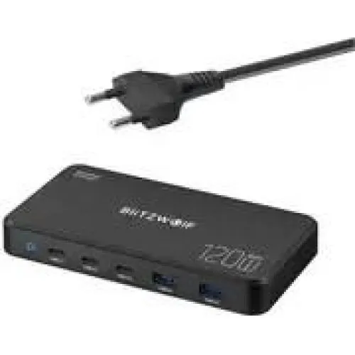BlitzWolf BW-i100 5-i-1 Ladestation 120W - Sort