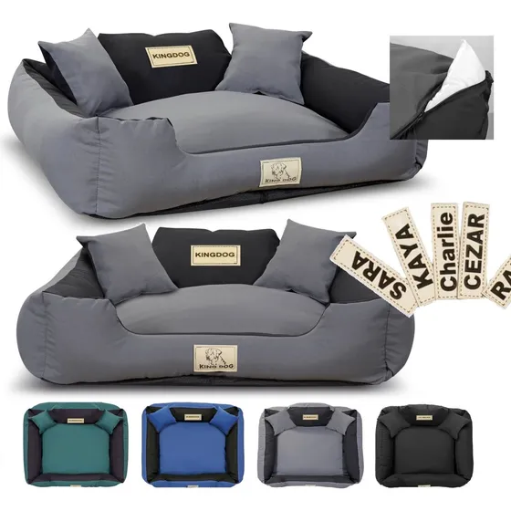 KINGDOG XL Hundeseng MM43 - Personaliseret mørkegrå 115x95 cm