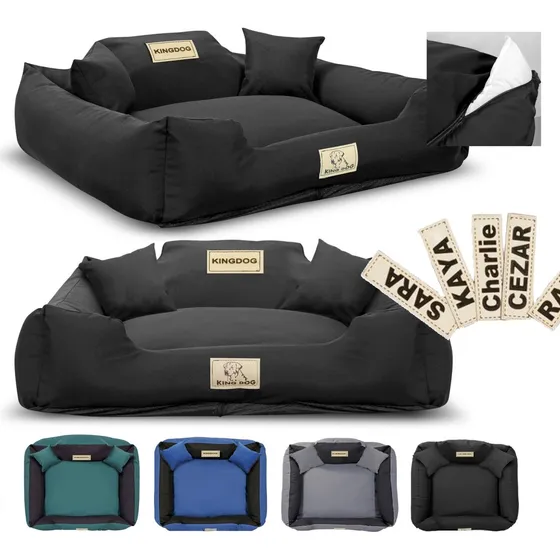 KINGDOG MM43 Hundeseng 100x75 cm - Personaliseret Sort