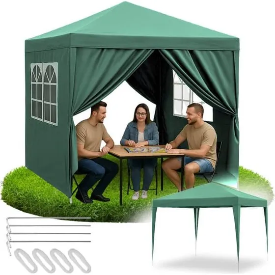 XXL Havepavillon med 4 sidevægge og vinduer – Vandtæt stålkonstruktion