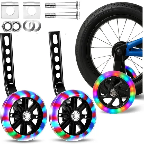 LED RGB Sidehjul til børnecykler - 11 cm lysende hjul