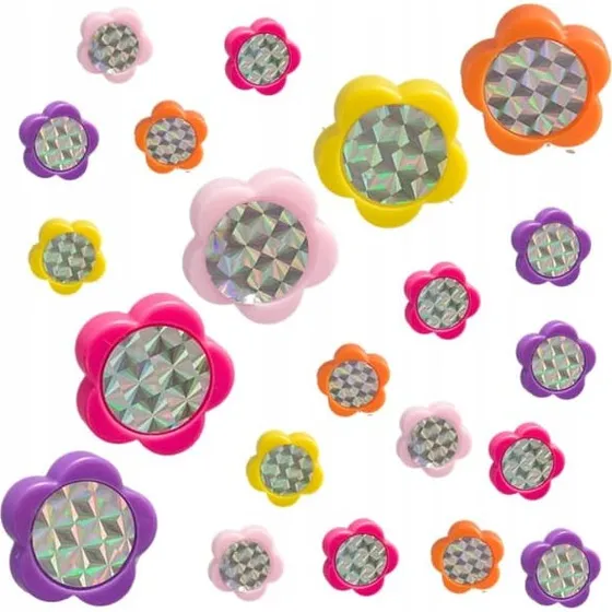 Farverige egerreflektorperler med blomster, 12 stk.