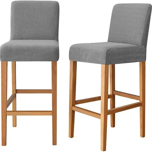 Betræk til barstol i mørkegrå jacquard