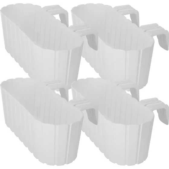 KOTARBAU® Balkonkasse Oval Rustik Hvid 400 mm (Sæt med 4)