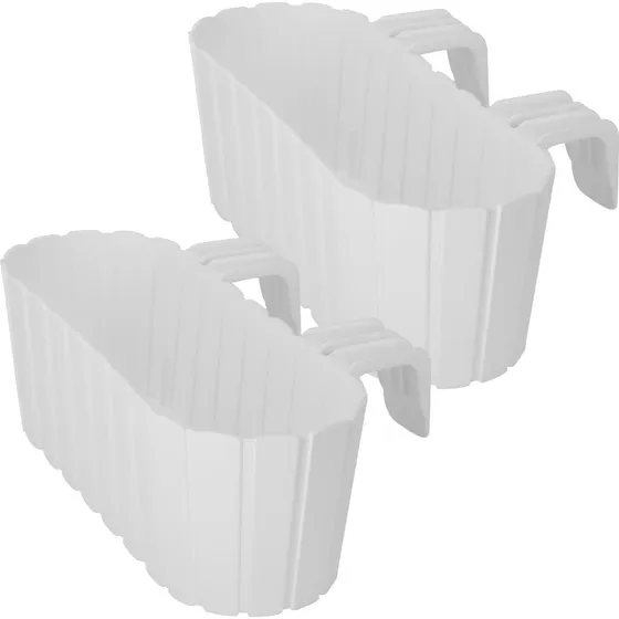 Kotarbau Balkonkasse til Gelænder, Oval Rustik Hvid, 400 mm (2 stk)