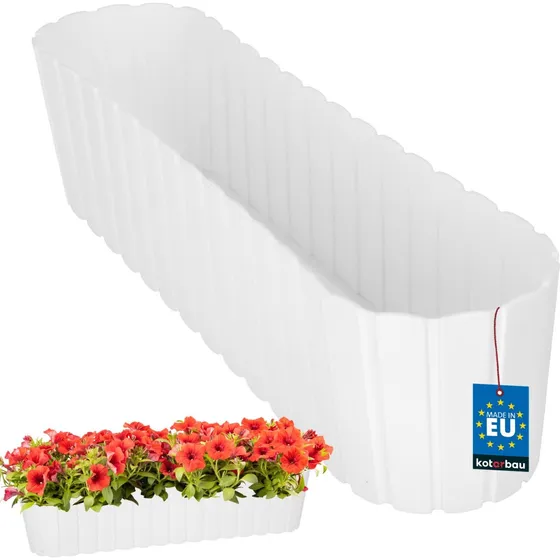 Oval Urtepottekasse i Rustik Hvid - 600 mm