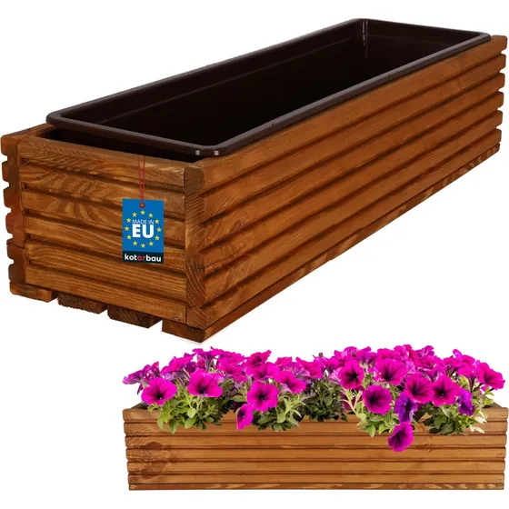 KOTARBEAU® Træterraskasse med egeindlæg 64 x 20 cm