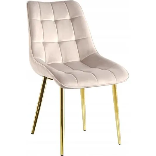 Furnitex Glamour Spisestol i Beige Fløjl med Guldben