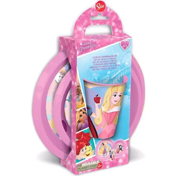 Euromic Disney Princess 3-delspakke – tallerken, skål, kop