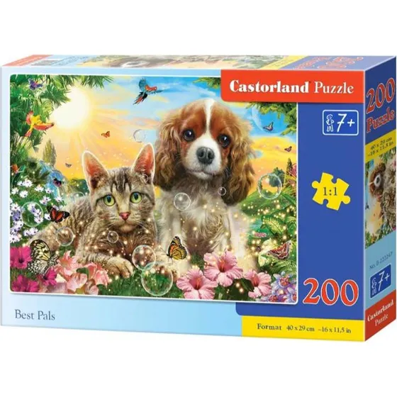 Castorland puslespil med hund og kat - 200 brikker