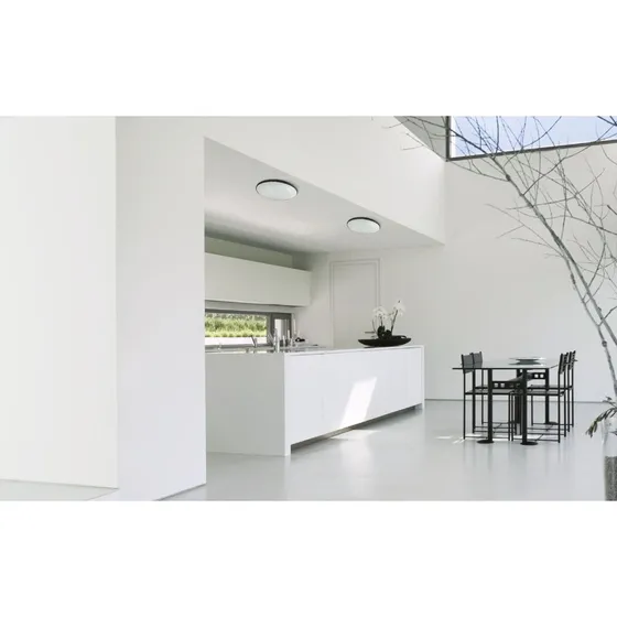 24W LED Loftlampe Ø32cm - Hvid med sort ring - Kold hvid