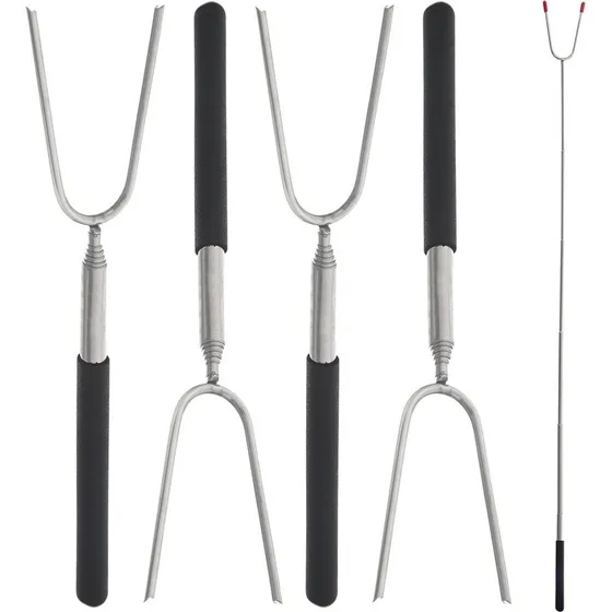 Teleskopisk bålpind 24,5-86 cm (4 stk.) i rustfrit stål