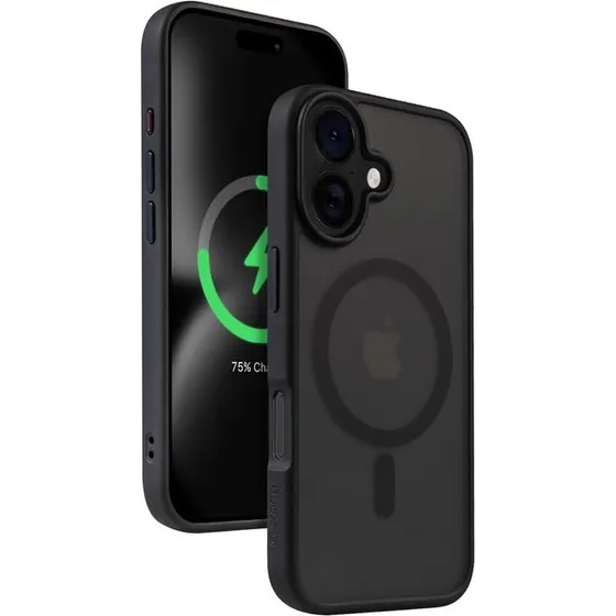 Crong Hybrid Frost Cover til iPhone 16 (MagSafe) - Sort