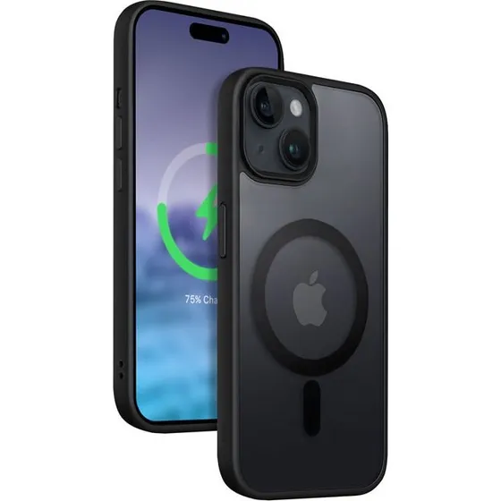 CRONG Hybrid Frost MAG Cover til iPhone 15 Plus - Sort