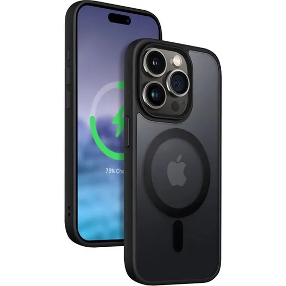 CRONG Hybrid Frost MAG Cover til iPhone 15 Pro Max - Sort