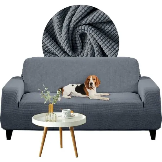 Jacquard sofabetræk til 3-personers sofa, Grå, 190-230 cm