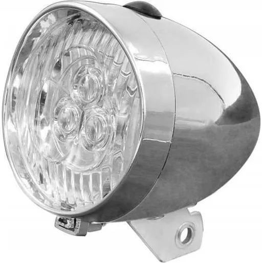 LED Retro Cykellygte til Gaffel - Krom - 3 LED
