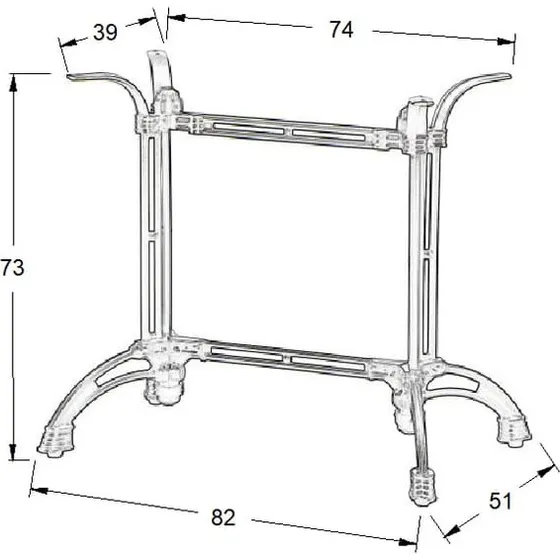 Bordstel i støbejern SH-5027/B - 82x51 cm