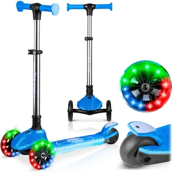 Ricokids Jelly trehjulet balanceløbehjul med LED - Blå