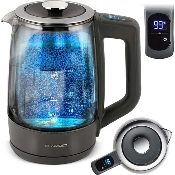 Berdsen BD-711 1,7l Elkedel i røget glas med touchscreen