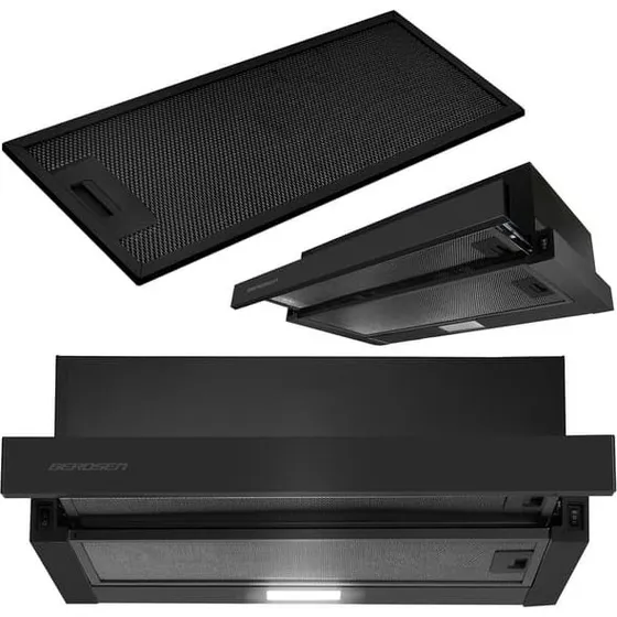 Berdsen BT-238 Teleskopisk Emhætte, 50 cm, Sort