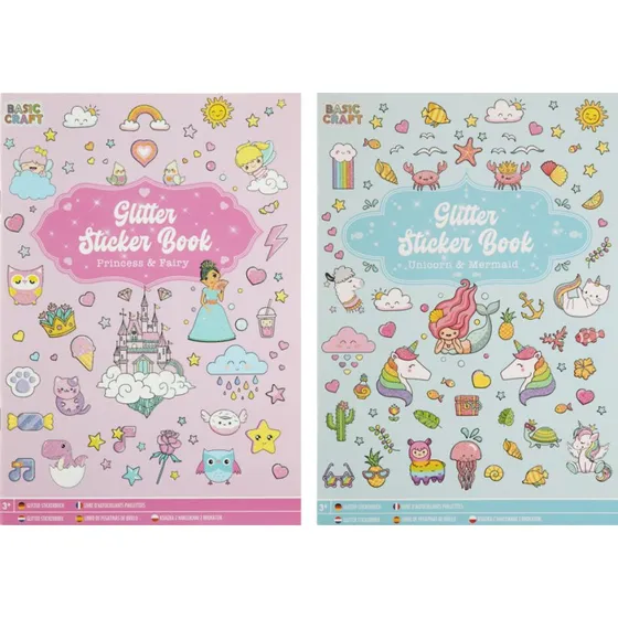 Glitter klistermærkebog A5 – 8 sider (2 assort.)