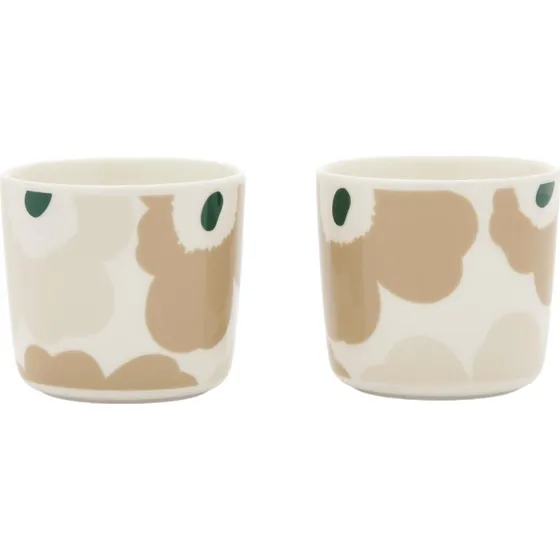 Marimekko Unikko kaffekop uden hank, 2 stk., 2 dl, hvid/beige