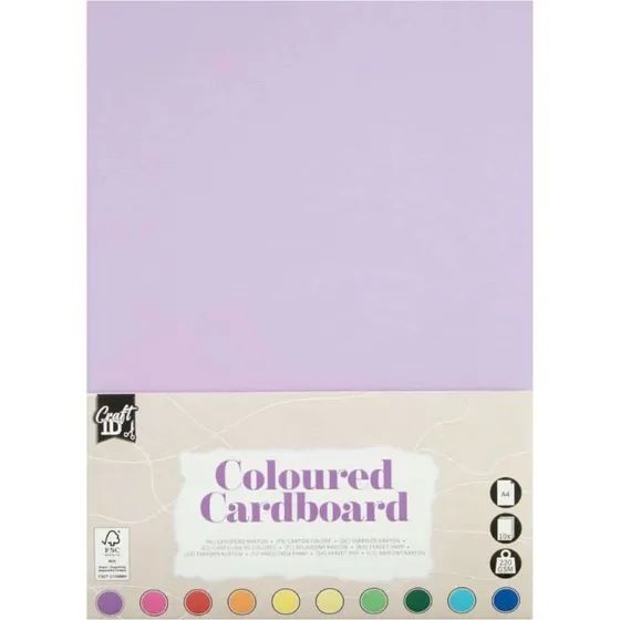 Karton A4 220g 10 ark - Assorterede farver