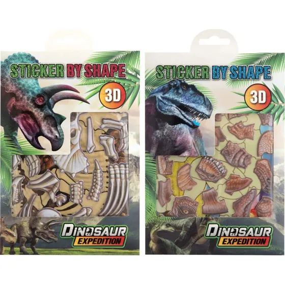 3D Dinosaur Klistermærker, 2 Assorterede