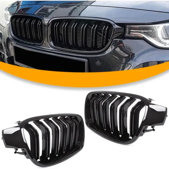 BMW 3 F30/F31 Nyre-gitter Sort Glossy Double Bar (2 stk.)