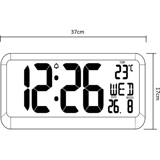 Maclean GB214 Digitalt vægur med temperatur og dato - Sort