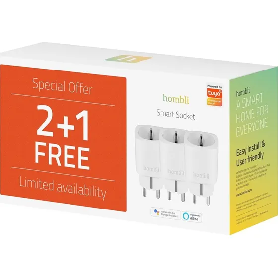 Hombli Smart Plug EU 3-pak – Smartstik til fjernstyring
