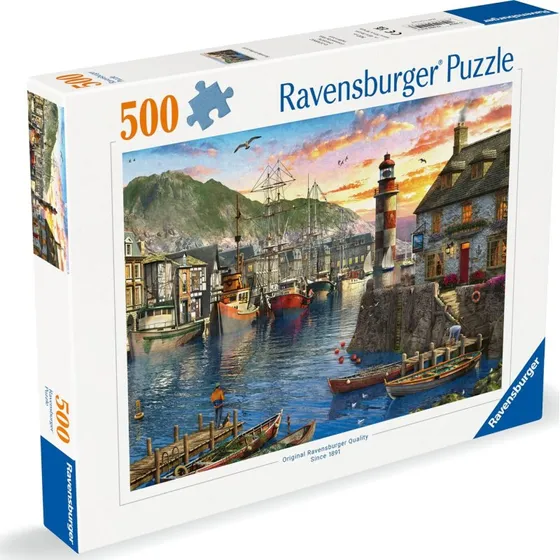 Ravensburger Puslespil 500 brikker – Solopgang ved Havnen