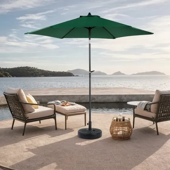 9 fod dobbeltsidet rektangulær parasol med håndsving - mørkegrøn