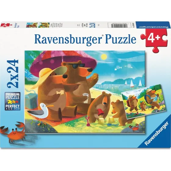 Ravensburger Puslespil 2x24 Brikker – Bjørnefamilie på Ferie