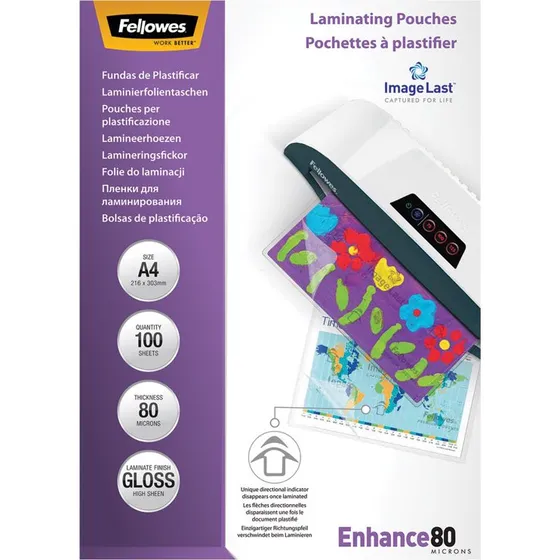 Fellowes Lamineringslommer A4 80 mic - 100 stk.